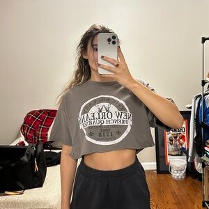 Gray New Orleans Crop Top